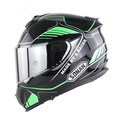 SOMAN Motorcycle Full Face Helmet Motorcycle Riding Double Lens Full Cover Helmet