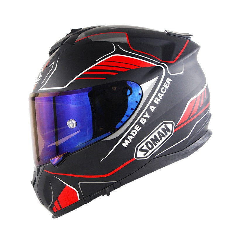 SOMAN Motorcycle Full Face Helmet Motorcycle Riding Double Lens Full Cover Helmet