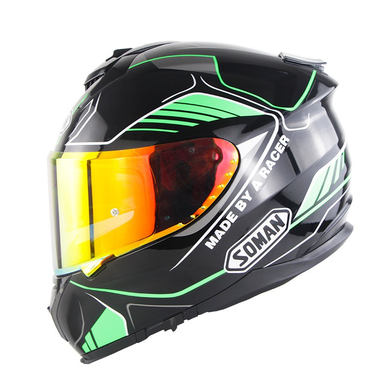 SOMAN Motorcycle Full Face Helmet Motorcycle Riding Double Lens Full Cover Helmet
