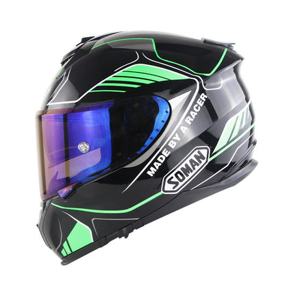 SOMAN Motorcycle Full Face Helmet Motorcycle Riding Double Lens Full Cover Helmet