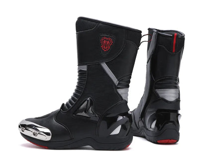 JG Wolf Motorcycle Boots - Leather Waterproof Safety Boots with Reflectors