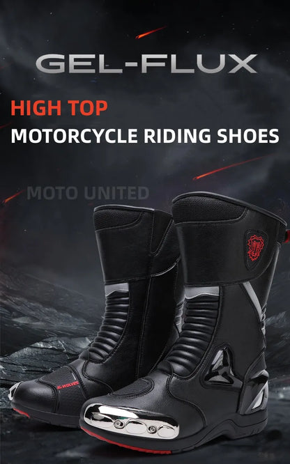 JG Wolf Motorcycle Boots - Leather Waterproof Safety Boots with Reflectors