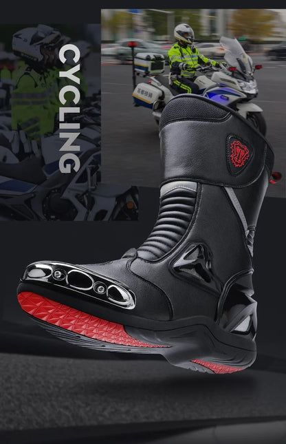 JG Wolf Motorcycle Boots - Leather Waterproof Safety Boots with Reflectors