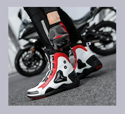JG-Wolf Waterproof Motorcycle Boots Men Women Off-road Adventure Motorbike Boots Casual Riding Shoes Leather Motorcyclist Shoes