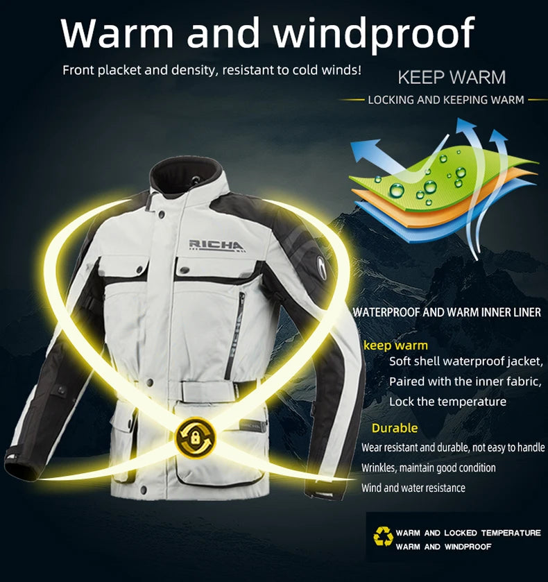 RICHA Motorcycle Jacket Pants Winter Warm Motocross Jacket For Men Women Waterproof Windproof CE Certification