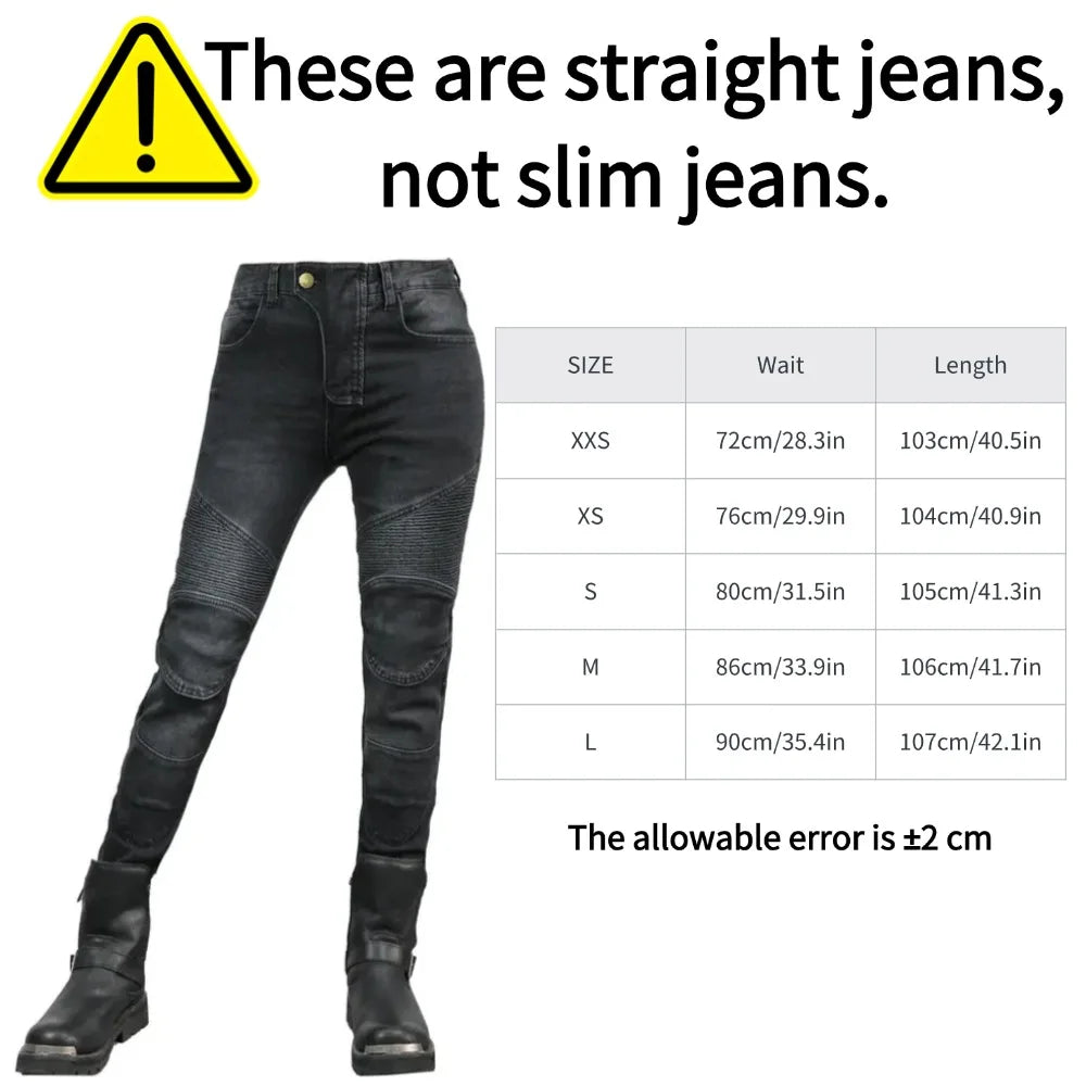 Women's Motorcycle Jeans for All-Year Riding - Classic Style with CE Protection