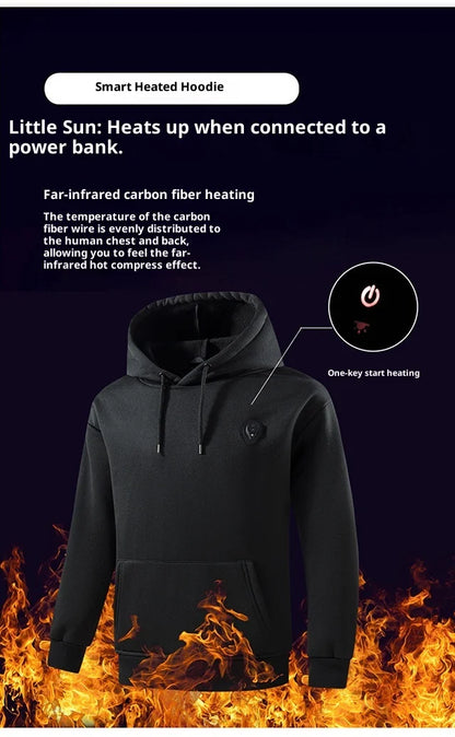 Sähkölämmitteinen Huppari – 5 lämmitysvyöhykettä, USB | COZOK