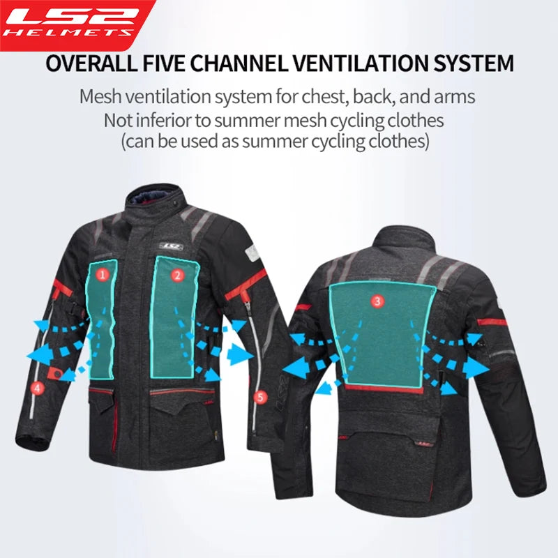 LS2 Unisex Moottoripyörätakki - CE-Suojattu Vedenpitävä Talvitakki