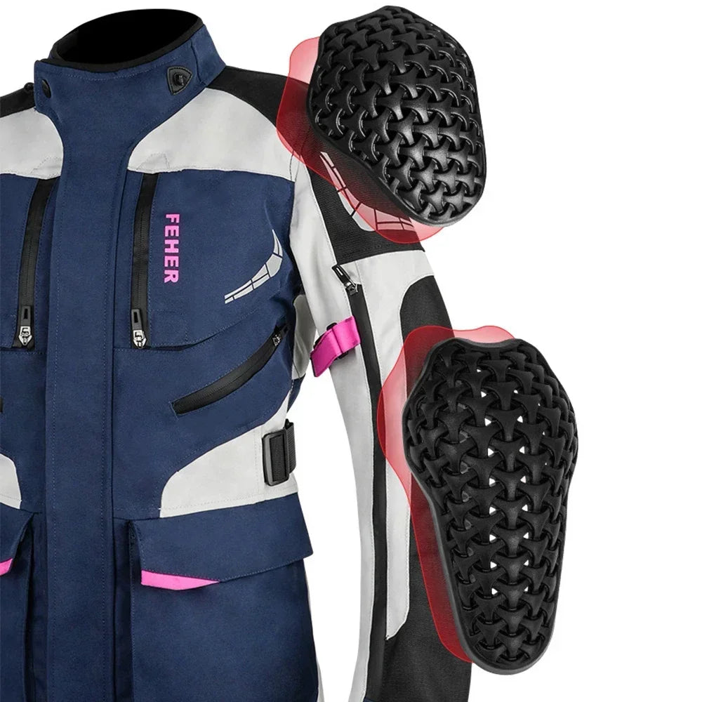 KEMIMOTO Naisten Moottoripyörätakki - CE-Suojattu 4-Vuodenajan Hengittävä Takki