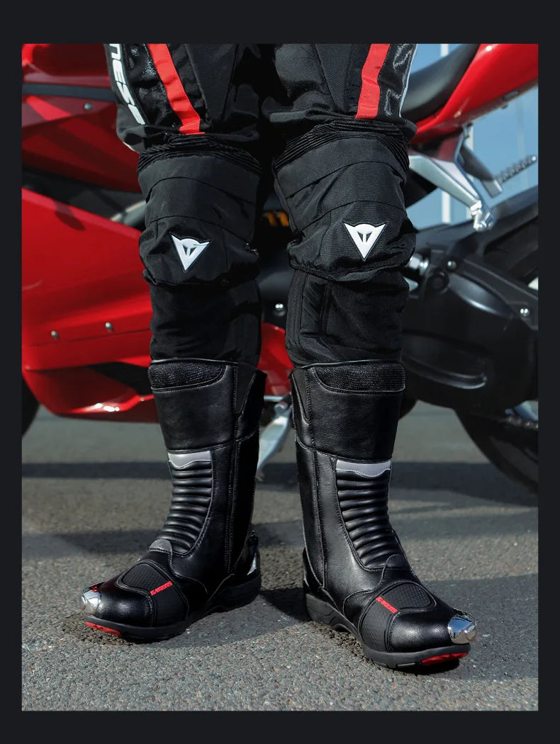 JG Wolf Motorcycle Boots - Leather Waterproof Safety Boots with Reflectors