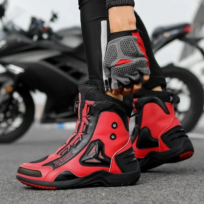 JG-Wolf Waterproof Motorcycle Boots Men Women Off-road Adventure Motorbike Boots Casual Riding Shoes Leather Motorcyclist Shoes