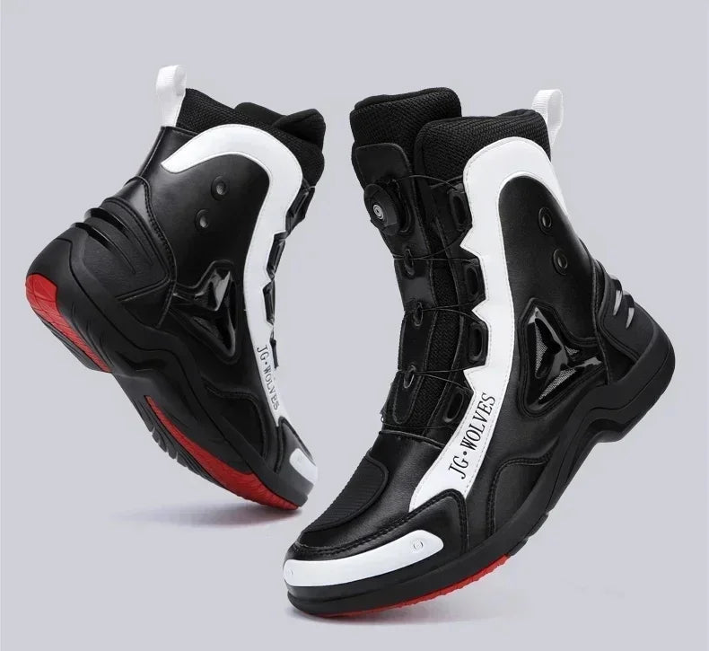 JG-Wolf Waterproof Motorcycle Boots Men Women Off-road Adventure Motorbike Boots Casual Riding Shoes Leather Motorcyclist Shoes