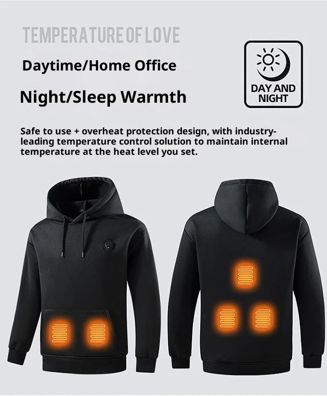 Sähkölämmitteinen Huppari – 5 lämmitysvyöhykettä, USB | COZOK