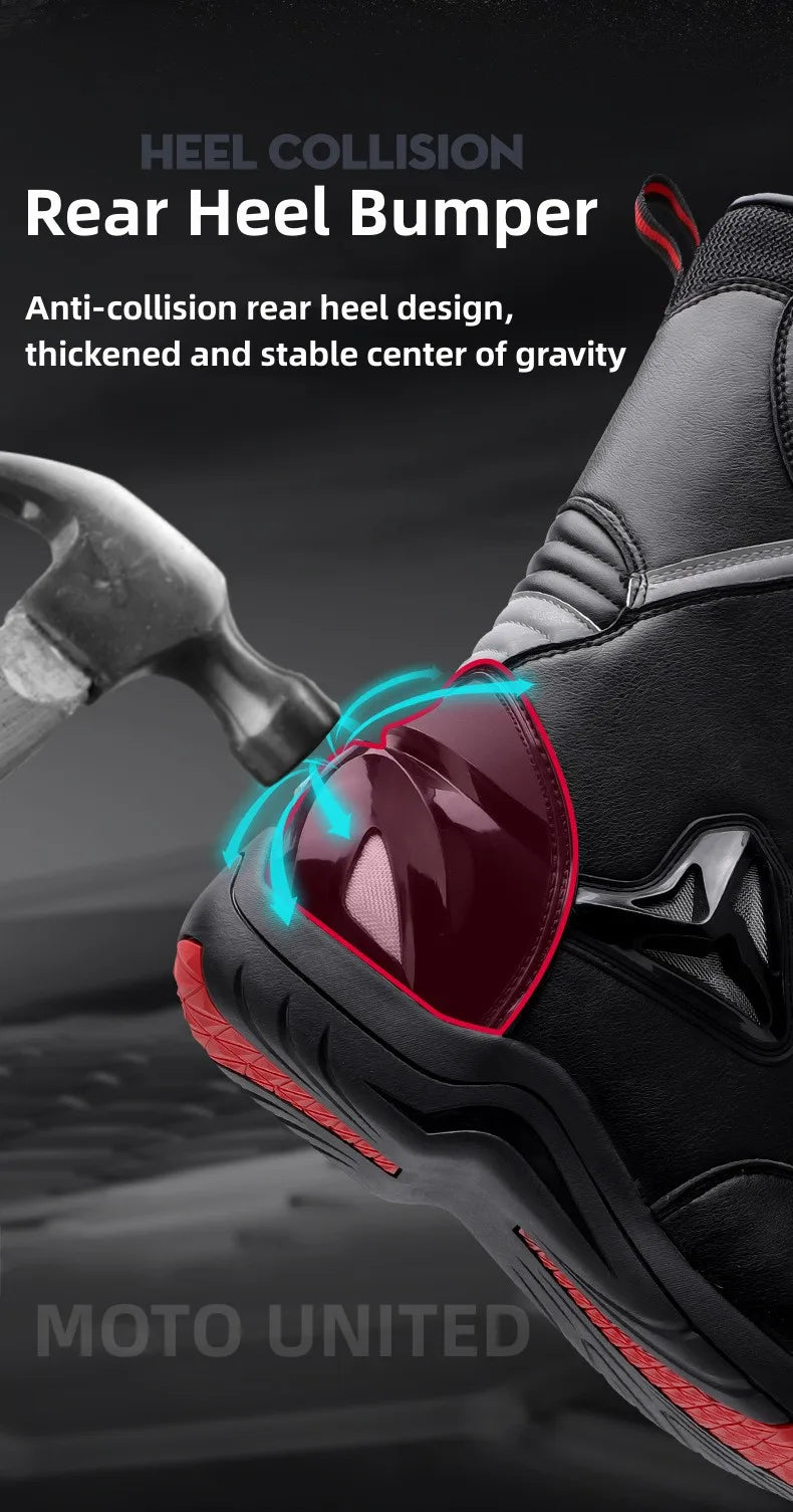 JG Wolf Motorcycle Boots - Leather Waterproof Safety Boots with Reflectors