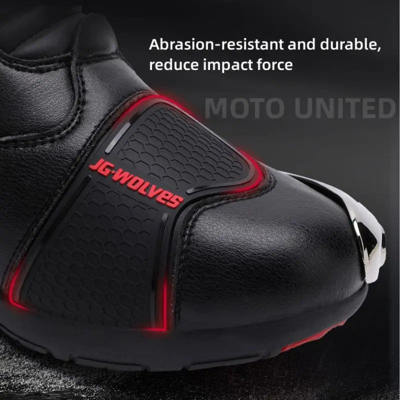JG Wolf Motorcycle Boots - Leather Waterproof Safety Boots with Reflectors
