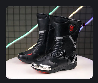 JG Wolf Motorcycle Boots - Leather Waterproof Safety Boots with Reflectors