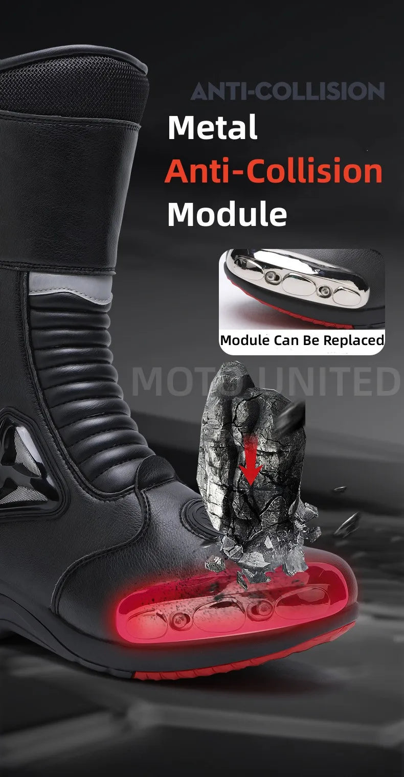 JG Wolf Motorcycle Boots - Leather Waterproof Safety Boots with Reflectors