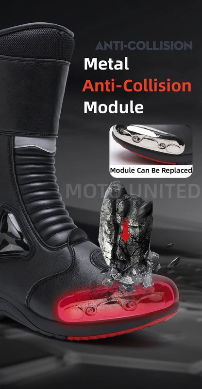 JG Wolf Motorcycle Boots - Leather Waterproof Safety Boots with Reflectors