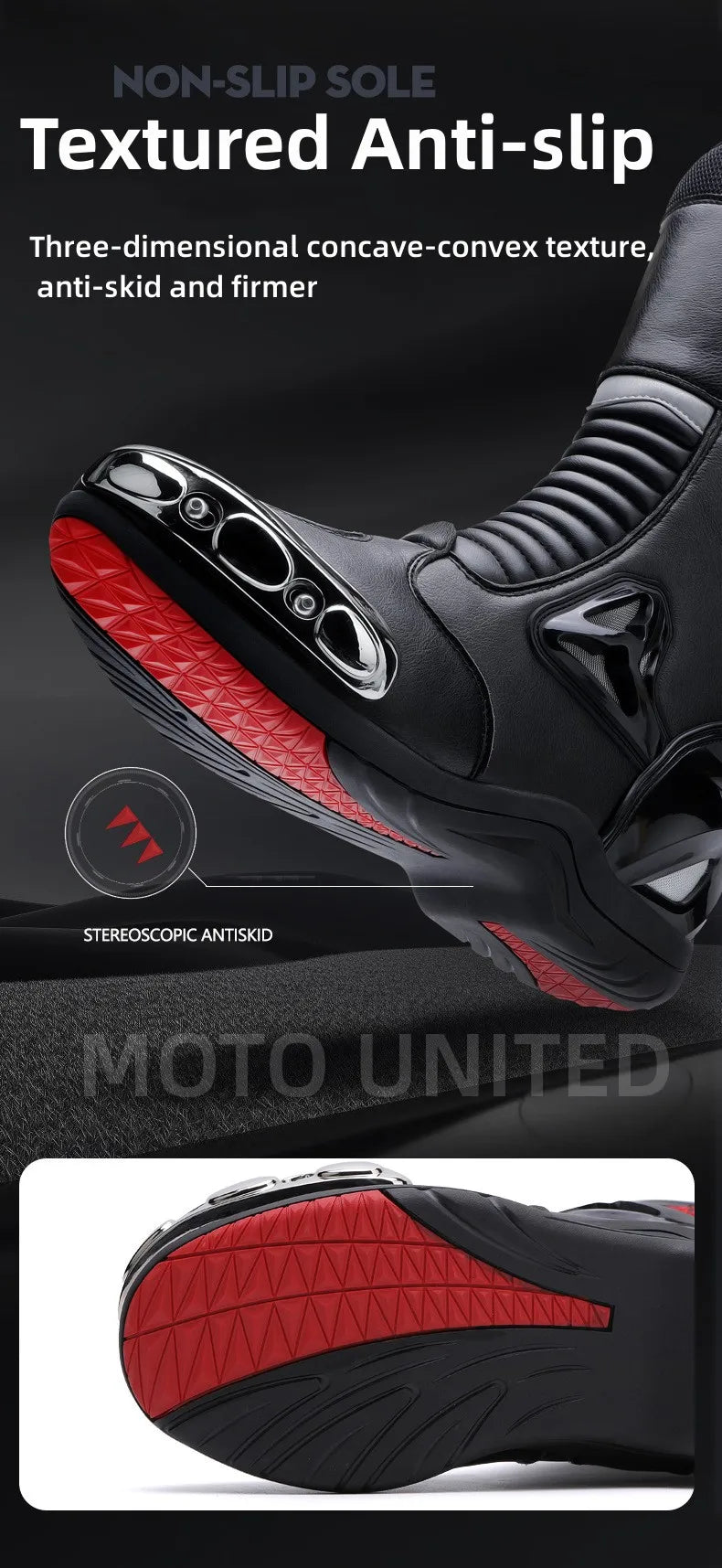 JG Wolf Motorcycle Boots - Leather Waterproof Safety Boots with Reflectors