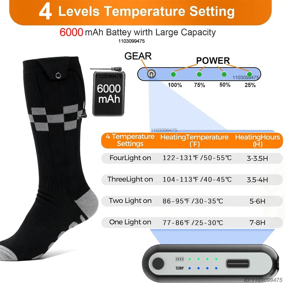 Sähkölämmitteiset Moottoripyöräsukat – 6000 mAh | LEOSOXS