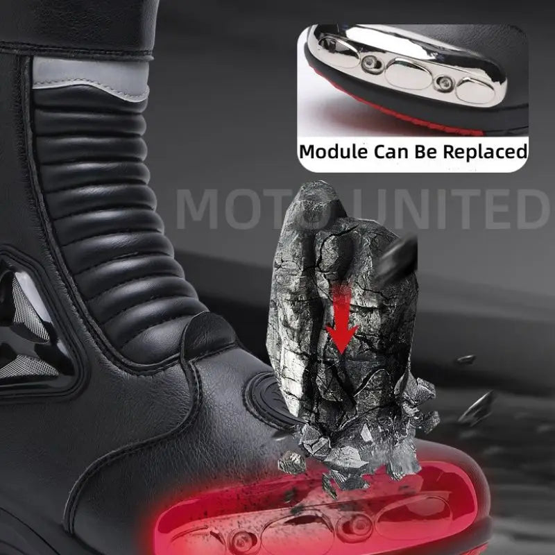 JG Wolf Motorcycle Boots - Leather Waterproof Safety Boots with Reflectors