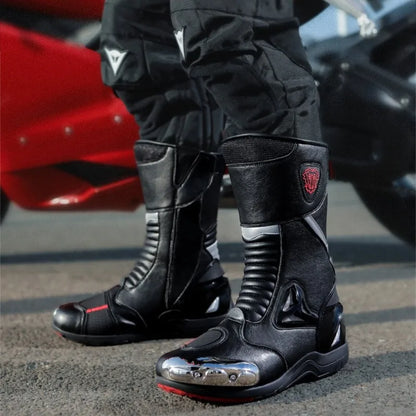 JG Wolf Motorcycle Boots - Leather Waterproof Safety Boots with Reflectors
