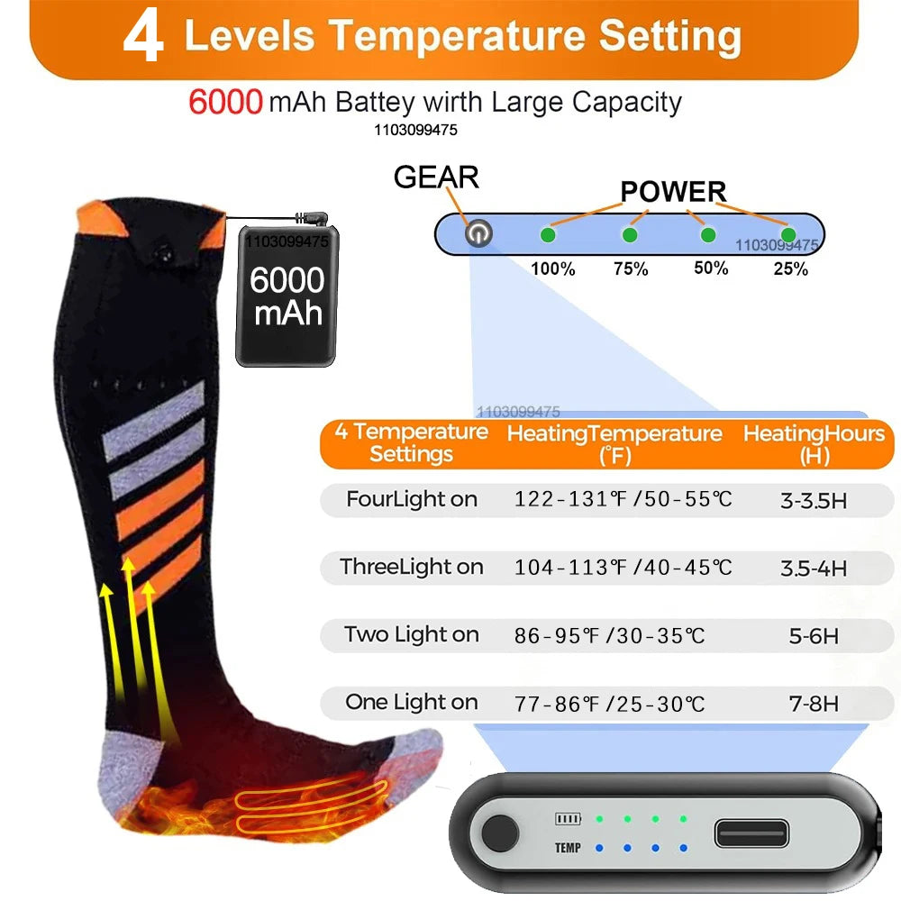 Sähkölämmitteiset Moottoripyöräsukat – 6000 mAh | LEOSOXS