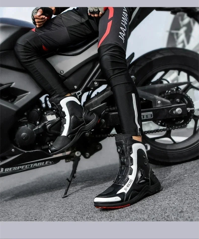 JG-Wolf Waterproof Motorcycle Boots Men Women Off-road Adventure Motorbike Boots Casual Riding Shoes Leather Motorcyclist Shoes