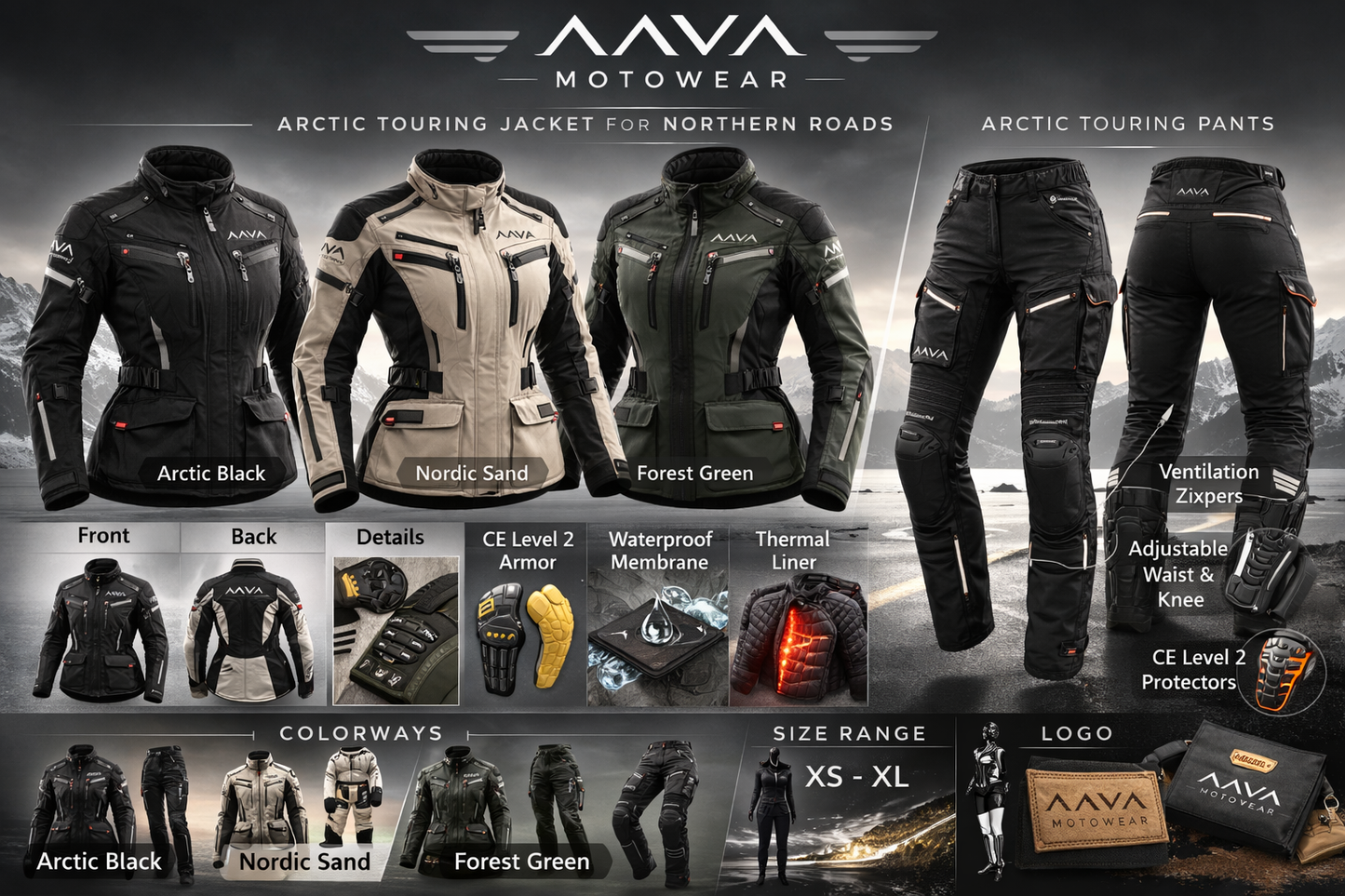 Tulossa Aava arctic touring naisten moottoripyörätakki