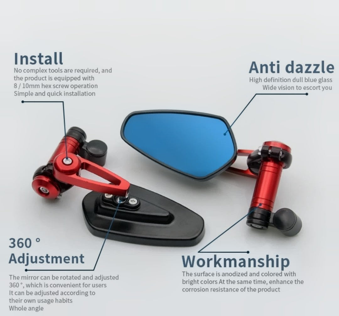 CNC Stealth Motorcycle Mirrors (Anti-dazzle)